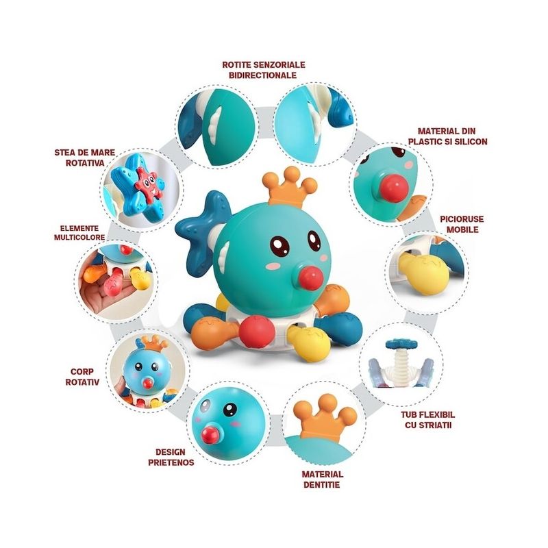 Jucarii, Copii si Bebe - Jucarii si jocuri - Jucarii bebelusi - Jucarii interactive bebelusi - Jucarie senzoriala si de dentitie pentru copii 1 an+, Albastru - Infinity.ro