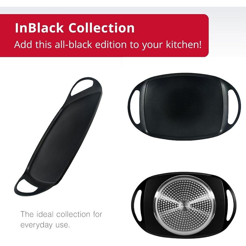Electronice si Electrocasnice - Aragazuri, cuptoare si hote - Accesorii aragazuri, cuptoare si hote - Accesorii cuptoare si plite - Plita cu manere, din teflon, compatibila cu plitele cu inductie, electrice sau cu gaz, 36.9x24.6x4 cm, negru - Infinity.ro