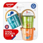 Jucarii, Copii si Bebe - Jucarii si jocuri - Jucarii & jocuri educative - Jucarii interactive - Set de joaca cu 3 galeti pentru copii 1 an+, pentru apa sau nisip, plastic, multicolor - Infinity.ro