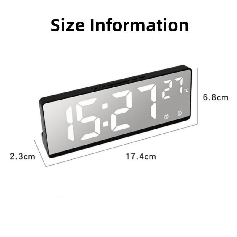 Casa si Gradina - Decoratiuni - Ceasuri - Ceas decorativ stil oglinda cu afisaj digital LCD, Alarma, Termometru, Alb - Infinity.ro
