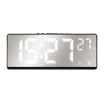 Casa si Gradina - Decoratiuni - Ceasuri - Ceas decorativ stil oglinda cu afisaj digital LCD, Alarma, Termometru, Alb - Infinity.ro