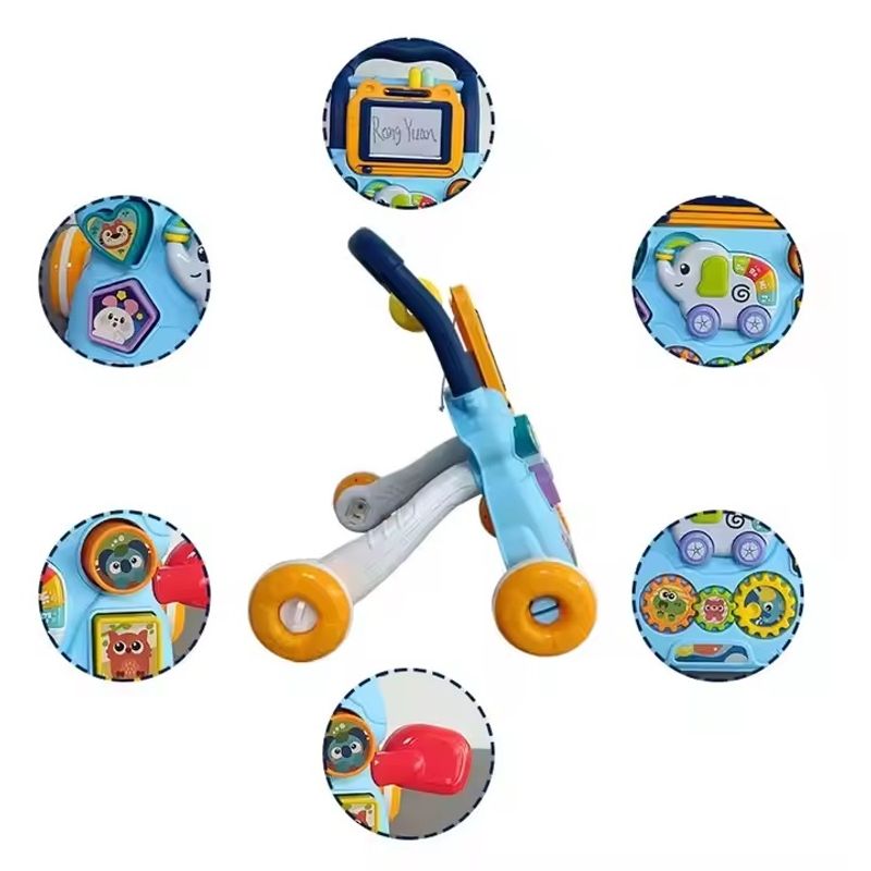 Jucarii, Copii si Bebe - Carucioare si articole de transport - Premergatoare - Premergator interactiv, educational, pentru copii 1 an+, 40x40x32 cm, Albastru - Infinity.ro