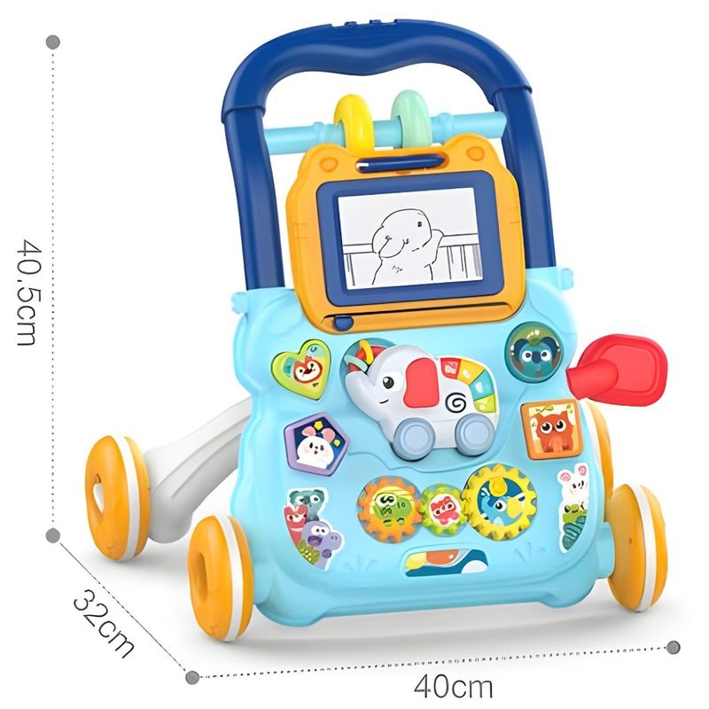 Jucarii, Copii si Bebe - Carucioare si articole de transport - Premergatoare - Premergator interactiv, educational, pentru copii 1 an+, 40x40x32 cm, Albastru - Infinity.ro
