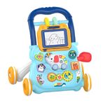 Jucarii, Copii si Bebe - Carucioare si articole de transport - Premergatoare - Premergator interactiv, educational, pentru copii 1 an+, 40x40x32 cm, Albastru - Infinity.ro