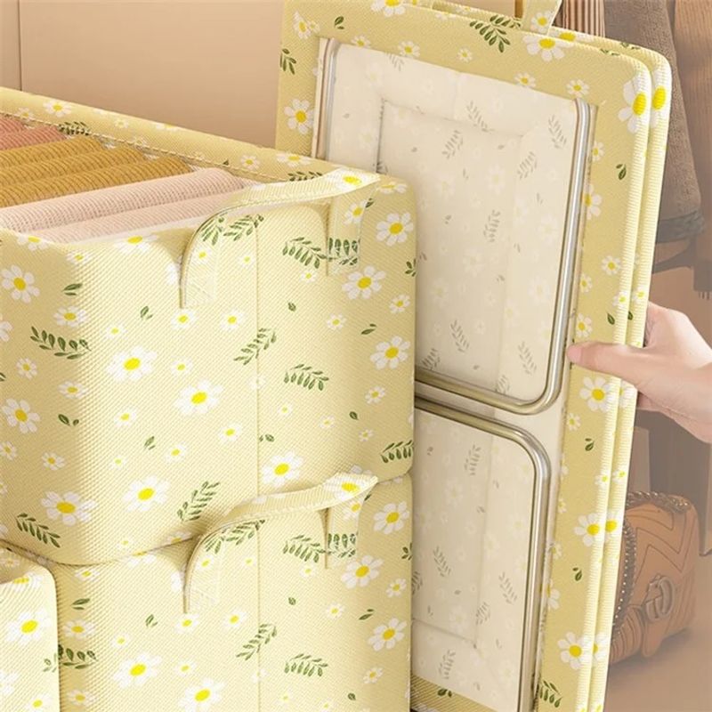 Casa si Gradina - Mobilier - Organizare si depozitare - Organizatoare pentru sertare si dulapuri - Cutie de depozitare pentru haine, deschisa, pliabila, cu maner, din panza, 47x20x28 cm, galben - Infinity.ro