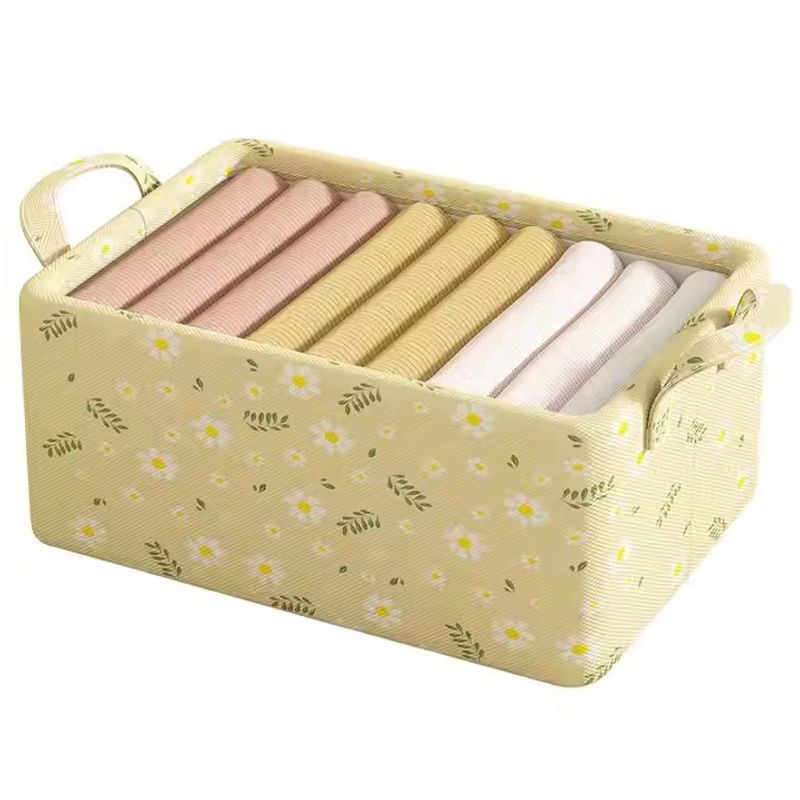 Casa si Gradina - Mobilier - Organizare si depozitare - Organizatoare pentru sertare si dulapuri - Cutie de depozitare pentru haine, deschisa, pliabila, cu maner, din panza, 47x20x28 cm, galben - Infinity.ro