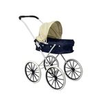 Jucarii, Copii si Bebe - Jucarii si jocuri - Papusi si accesorii - Carucioare papusi si accesorii - Carucior de jucarie pentru papusi, pliabil, cu roti mari si parasolar detasabil, Albastru/Alb - Infinity.ro