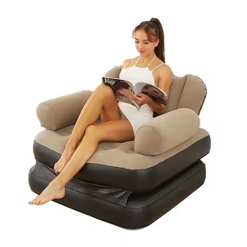 Casa si Gradina - Mobilier - Scaune si fotolii - Fotolii - Fotoliu sezlong gonflabil 2 in 1, Material PVC, Dimensiune 100x98x90 cm, Albastru - Infinity.ro