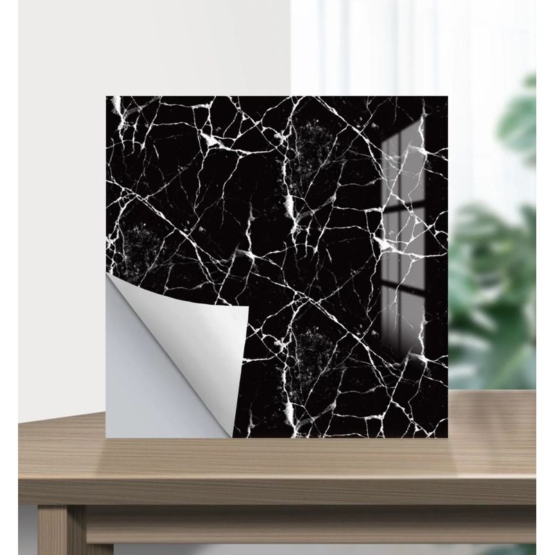 Casa si Gradina - Constructii - Materiale constructii - Placi decorative - Set cu 5 placi autoadezive decorative din PVC, Model Marmura, Dimensiune 60x60cm, Negru - Infinity.ro