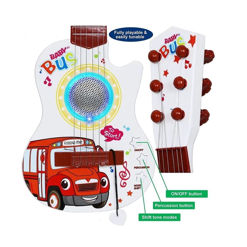 Jucarii, Copii si Bebe - Jucarii si jocuri - Jucarii de rol - Instrumente muzicale de jucarie - Chitara electrica de jucarie, pentru copii 4 ani+, cu lumini, 6 corzi si 5 melodii, 60cm lungime - Infinity.ro