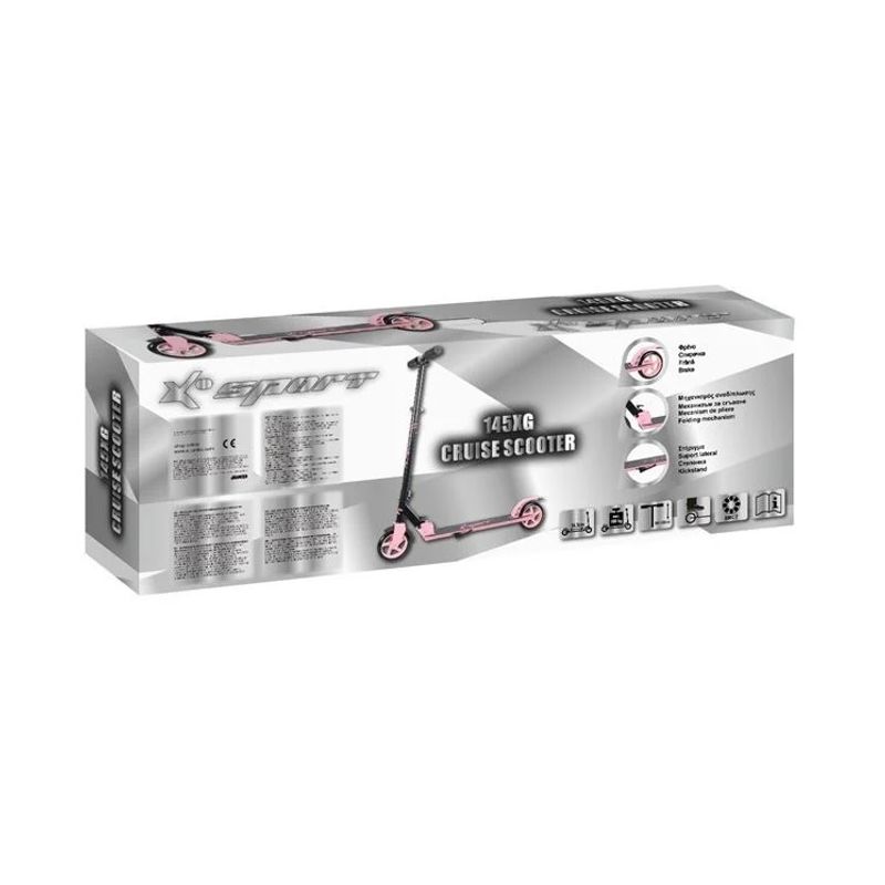 Sport si Outdoor - Role, trotinete si skateboard - Trotinete copii - Trotineta din Aluminiu, cu suport, ghidon reglabil, 100 kg, roz cu negru - Infinity.ro