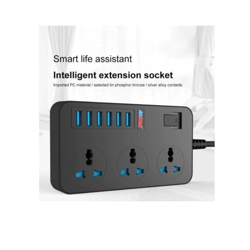 Casa si Gradina - Electrice - Accesorii electrice - Prelungitoare, triple, fise - Prelungitor cu 3 prize si 6 USB 3.1A cu impamantare si protectie copii - Infinity.ro