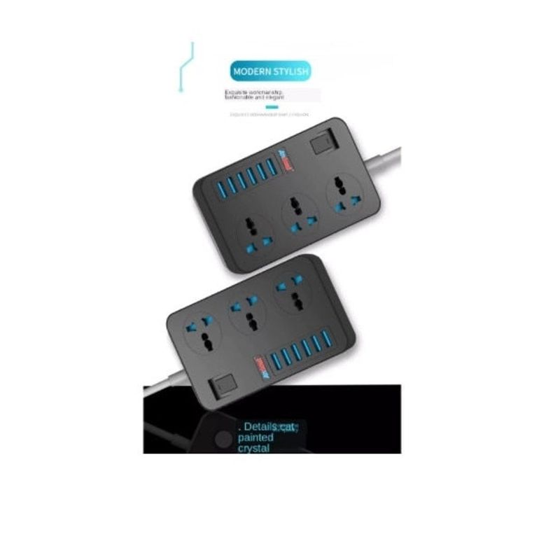Casa si Gradina - Electrice - Accesorii electrice - Prelungitoare, triple, fise - Prelungitor cu 3 prize si 6 USB 3.1A cu impamantare si protectie copii - Infinity.ro
