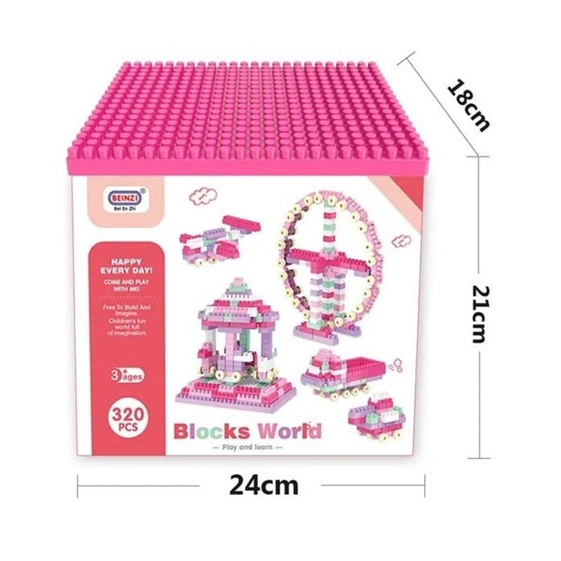 Jucarii, Copii si Bebe - Jucarii si jocuri - Seturi de constructie si cuburi - Seturi de constructie - Set blocuri de construit cu 320 piese, pentru copii de 2 ani+ - Infinity.ro