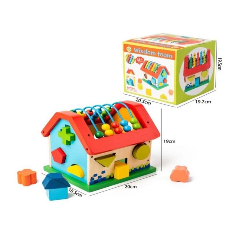 Jucarii, Copii si Bebe - Jucarii si jocuri - Jucarii & jocuri educative - Jocuri si jucarii educative - Casuta din lemn ABAC si sortator cu forme geometrice, pentru copii 2 ani+ - Infinity.ro