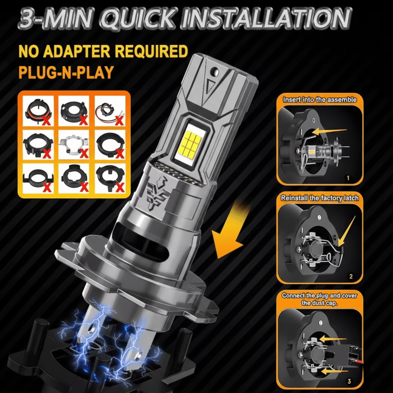 Auto si Moto - Electrice auto - Iluminare si semnalizare - Becuri auto - Set 2 Becuri LED H7 AUTOREY Premium 20000LM 4300K 35W 12V-24V Plug & Play Lumina Alb Natural Tehnologie CSP Faruri - Infinity.ro