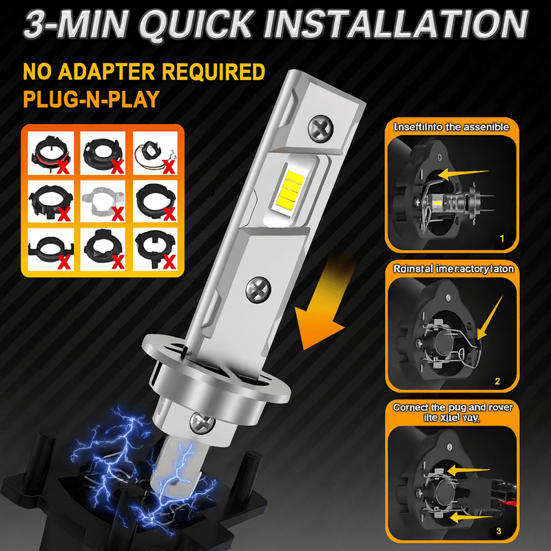 Auto si Moto - Electrice auto - Iluminare si semnalizare - Becuri auto - Set 2 Becuri LED Auto H1 Mini 120W 6000K cu Ventilator pentru Racire Lumina Alb Rece Plug  Play 3570 CSP Ultra Luminoase - Infinity.ro