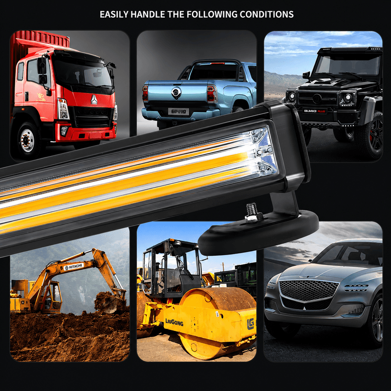 Auto si Moto - Electrice auto - Alte accesorii electrice auto - Rampa Girofar LED 60cm Dubla 96W cu Prindere Magneti, Bara Lumini Avertizare 12V-24V, Stroboscop Galben pentru Camioane - Infinity.ro
