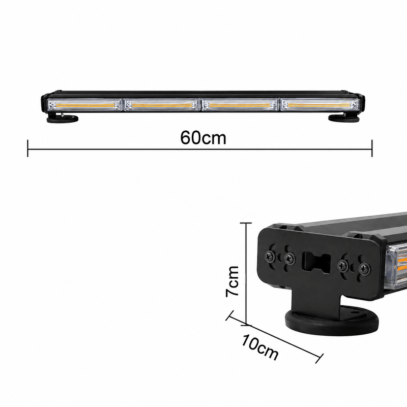 Auto si Moto - Electrice auto - Alte accesorii electrice auto - Rampa Girofar LED 60cm Dubla 96W cu Prindere Magneti, Bara Lumini Avertizare 12V-24V, Stroboscop Galben pentru Camioane - Infinity.ro