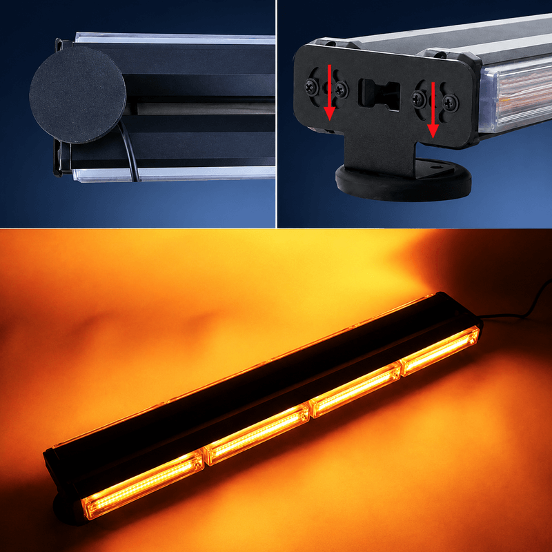 Auto si Moto - Electrice auto - Alte accesorii electrice auto - Rampa Girofar LED 60cm Dubla 96W cu Prindere Magneti, Bara Lumini Avertizare 12V-24V, Stroboscop Galben pentru Camioane - Infinity.ro