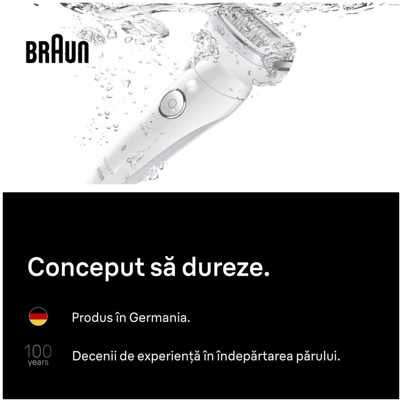 Ingrijire personala si Cosmetice - Aparate & accesorii ingrijire personala - Epilatoare si accesorii - Epilatoare - Epilator Braun Silk-épil 9 9-011, Wet & Dry, Smart Touch, 40 de pensete, 2 viteze, Geanta de voiaj, Alb/Argintiu - Infinity.ro