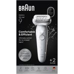 Ingrijire personala si Cosmetice - Aparate & accesorii ingrijire personala - Epilatoare si accesorii - Epilatoare - Epilator Braun Silk-épil 9 9-011, Wet & Dry, Smart Touch, 40 de pensete, 2 viteze, Geanta de voiaj, Alb/Argintiu - Infinity.ro