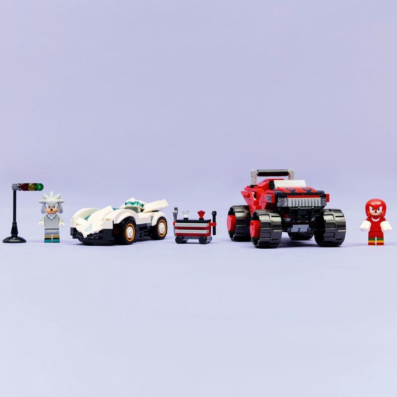 Jucarii, Copii si Bebe - Jucarii si jocuri - Vehicule si jucarii cu telecomanda - Masinute - LEGO SONIC MASINA LUI SILVER VS CAMIONUL GIGANT AL LUI KNUCKLES 77118 - Infinity.ro