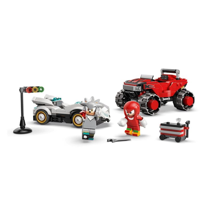 Jucarii, Copii si Bebe - Jucarii si jocuri - Vehicule si jucarii cu telecomanda - Masinute - LEGO SONIC MASINA LUI SILVER VS CAMIONUL GIGANT AL LUI KNUCKLES 77118 - Infinity.ro
