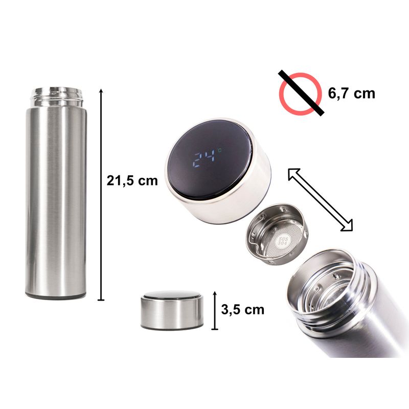Casa si Gradina - Bucatarie si vesela - Accesorii bar - Termosuri si Cani termos - Recipient Termos SMART CUP LED, 500ml, cu afisaj temperatura - Infinity.ro