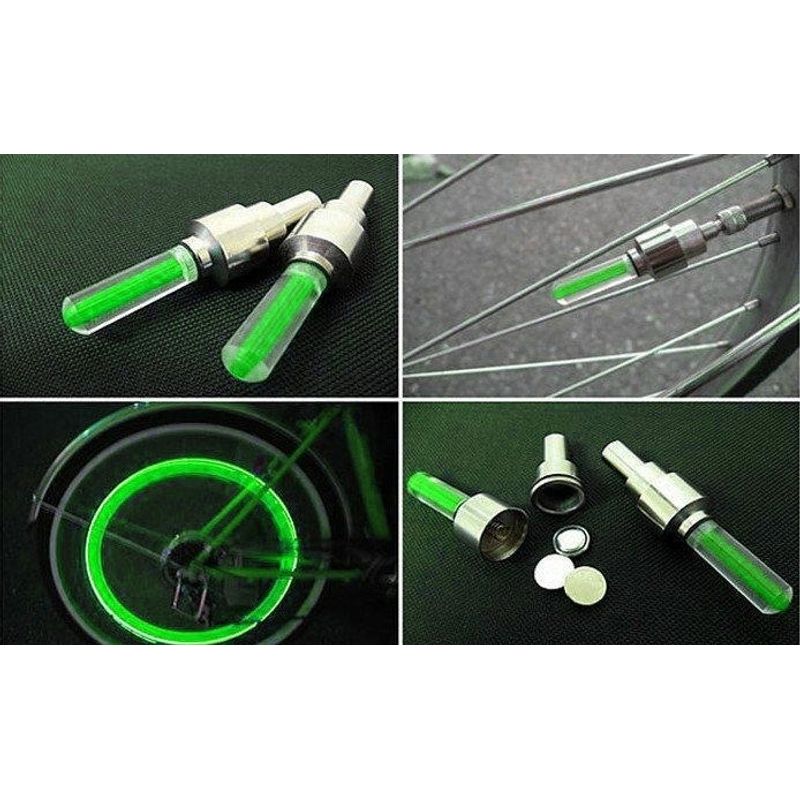 Auto si Moto - Electrice auto - Iluminare si semnalizare - Becuri auto - Set 2 Capace Valva cu LED Verde, cu senzor de lumina si miscare - Infinity.ro
