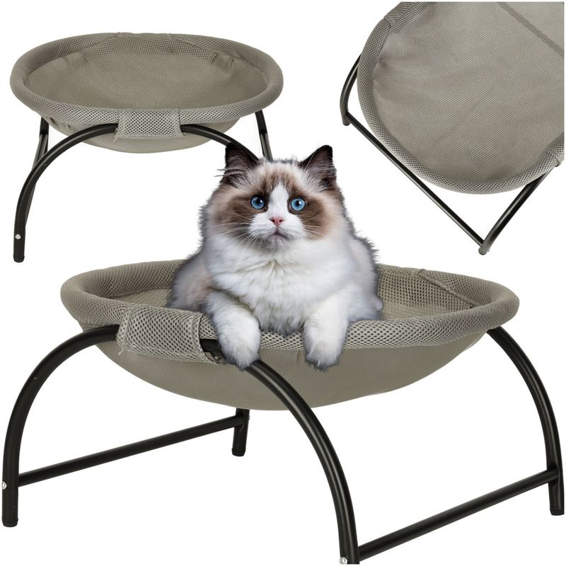 Petshop - Accesorii petshop - Culcusuri si custi - Culcusuri si saltele - Pat de tip hamac pentru caini si pisici, cadru metalic negru si panza gri, dimensiune 45 x 42 x 23 cm - Infinity.ro