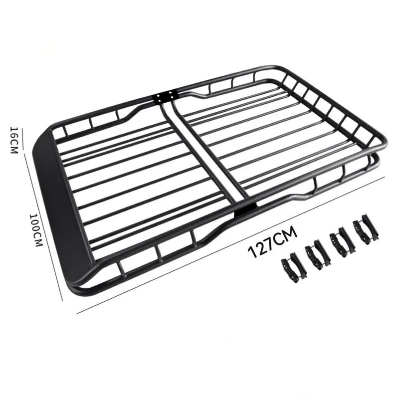 Auto si Moto - Piese auto si accesorii - Caroserie - Alte accesorii caroserie - Portbagaj metalic pentru plafon de tip "ROOF RACK", dimensiune 127 x 100cm, culoare neagra, cu bare transversale incluse - Infinity.ro