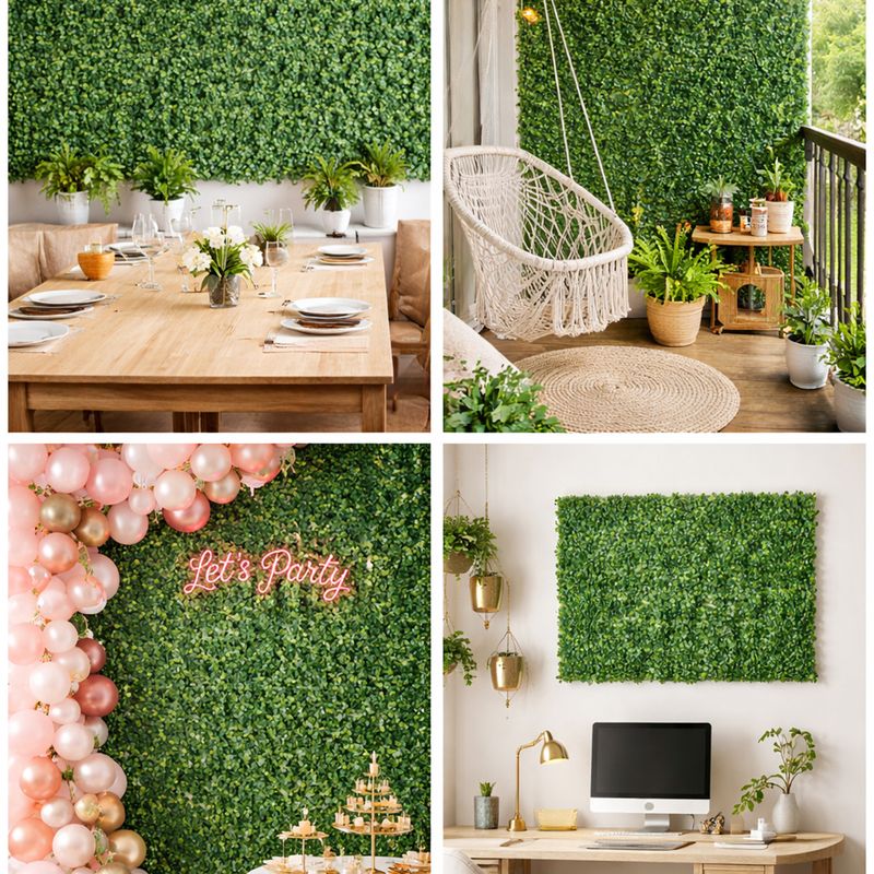 Casa si Gradina - Gradina si terasa - Garduri, panouri si accesorii - Panou Decorativ Gard viu artificial cu frunze mici, culoare verde, dimensiune 40 x 60cm - Infinity.ro