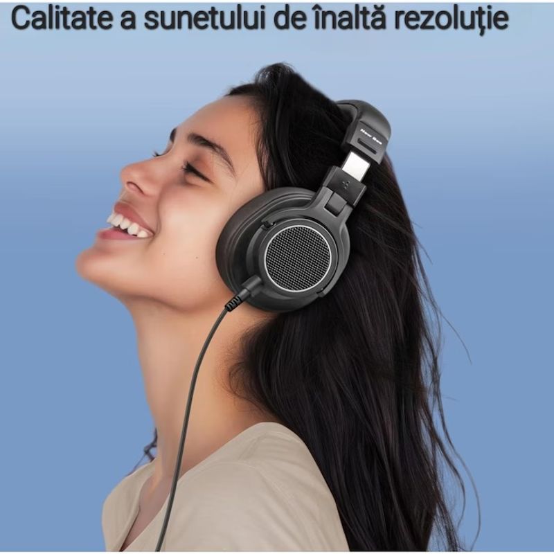 PC, gaming si accesorii - Periferice PC - Casti PC - Casti audio profesionale New Bee DH81, Pentru Studio, DJ, Podcast, Mixaj, Inregistrare, Cu fir, Culoare Negru - Infinity.ro