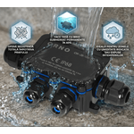 Casa si Gradina - Electrice - Accesorii electrice - Accesorii prize si intrerupatoare - Doza derivatie profesionala ORNO OR-JB-13815/4T, tip T, 4 intrari, IP68, neagra - Infinity.ro