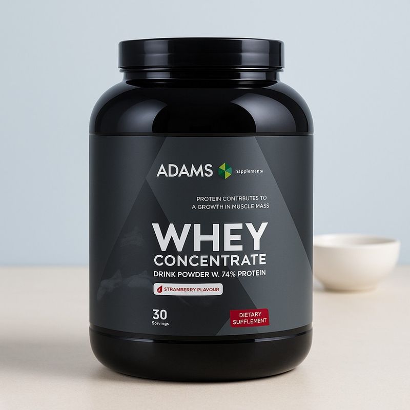 Ingrijire personala si Cosmetice - Sanatate si wellness - Nutritie sportiva - Proteine - Concentrat proteic din zer (capsuni). 908g, Adams Supplements - Infinity.ro