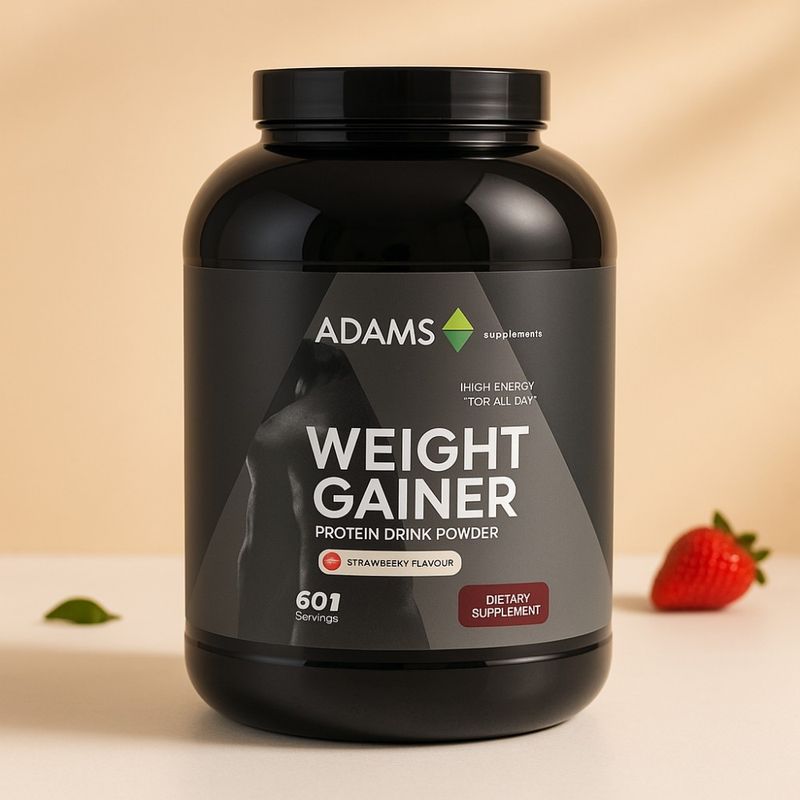 Ingrijire personala si Cosmetice - Sanatate si wellness - Nutritie sportiva - Proteine - Weight Gainer (capsuni), 3000g, Adams Supplements - Infinity.ro