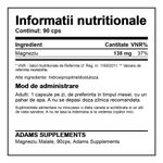 Ingrijire personala si Cosmetice - Sanatate si wellness - Suplimente alimentare - Alte suplimente alimentare - Magneziu Malate, 90cps, Adams Supplements - Infinity.ro