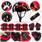 Sport si Outdoor - Echipament Sportiv - Accesorii echipament sportiv - Casti de protectie - Set Protectie pentru Copii, Casca 7 in 1 pentru 3-14 ani, Genunchiere, Cotiere, Aparatori Incheieturi, Negru cu Rosu - Infinity.ro