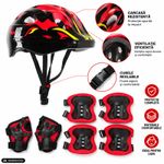 Sport si Outdoor - Echipament Sportiv - Accesorii echipament sportiv - Casti de protectie - Set Protectie pentru Copii, Casca 7 in 1 pentru 3-14 ani, Genunchiere, Cotiere, Aparatori Incheieturi, Negru cu Rosu - Infinity.ro