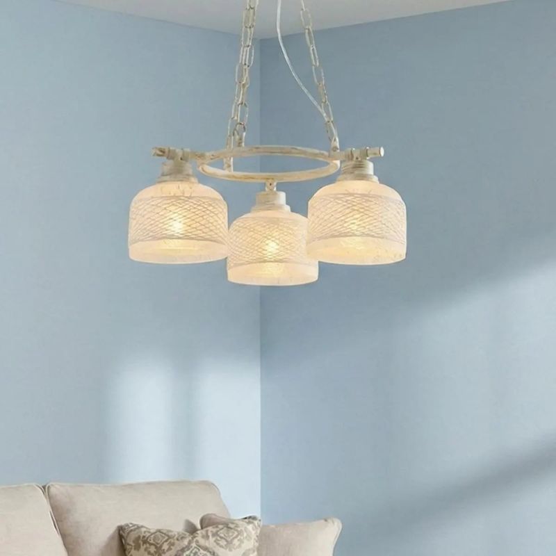 Casa si Gradina - Corpuri si surse de iluminat - Lustre si pendule - Candelabru Grass KL6626, 3xE27, alb antichizat, metal + sticla, stil clasic, Klausen - Infinity.ro