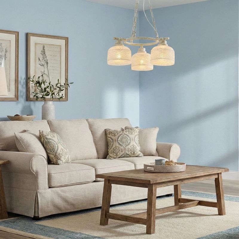Casa si Gradina - Corpuri si surse de iluminat - Lustre si pendule - Candelabru Grass KL6626, 3xE27, alb antichizat, metal + sticla, stil clasic, Klausen - Infinity.ro
