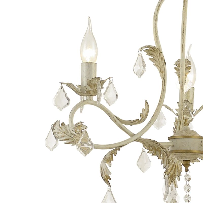 Casa si Gradina - Corpuri si surse de iluminat - Lustre si pendule - Candelabru Versilia KL6193, 3xE14, alb antic + auriu, metal + sticla + cristale, stil vintage elegant, Klausen - Infinity.ro