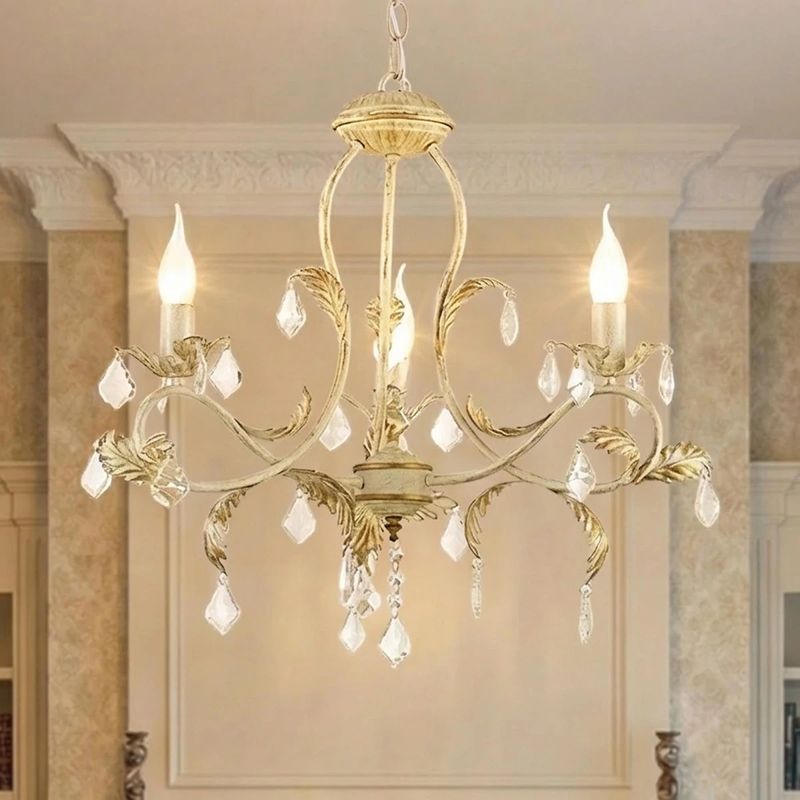 Casa si Gradina - Corpuri si surse de iluminat - Lustre si pendule - Candelabru Versilia KL6193, 3xE14, alb antic + auriu, metal + sticla + cristale, stil vintage elegant, Klausen - Infinity.ro
