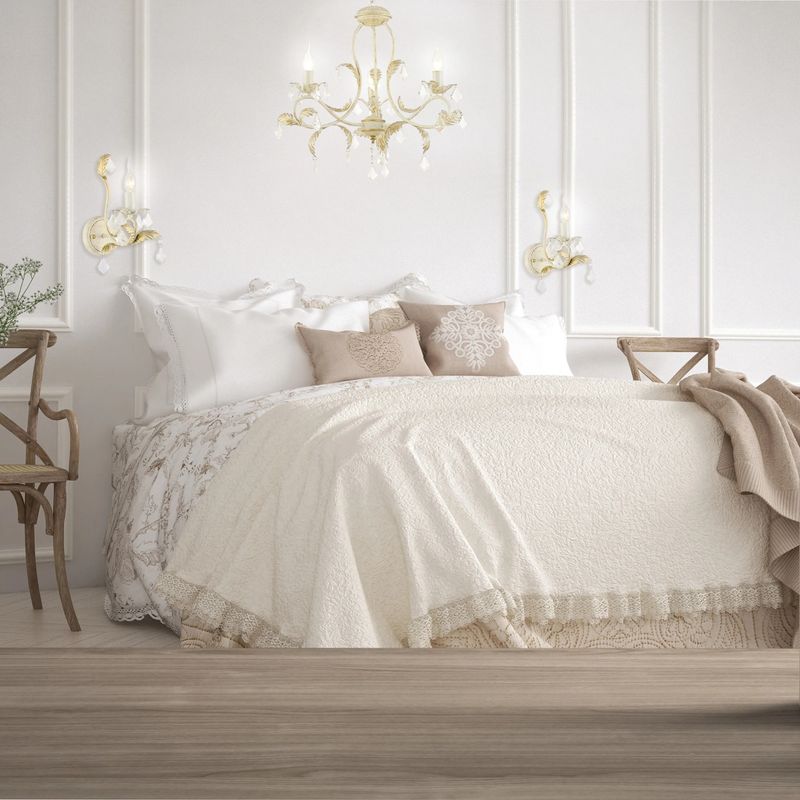 Casa si Gradina - Corpuri si surse de iluminat - Lustre si pendule - Candelabru Versilia KL6193, 3xE14, alb antic + auriu, metal + sticla + cristale, stil vintage elegant, Klausen - Infinity.ro