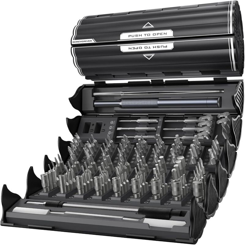 Casa si Gradina - Constructii - Scule de mana si unelte - Surubelnite - Set Surubelnite Precizie Magnetice AXTH 128 in 1, Otel S2 Duritate HRC65+, 125 Biti, Ax Flexibil, Negru - Infinity.ro