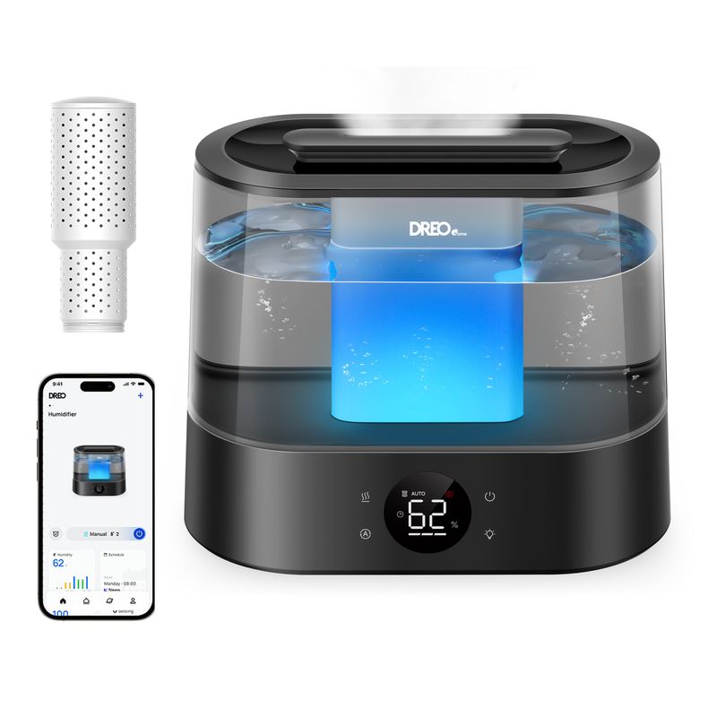 Electronice si Electrocasnice - Climatizare si sisteme de incalzire - Aparate filtrare aer - Umidificatoare - Umidificator aer Dreo DR-HHM010S Smart,4l,250ml/h,3 trepte umidificare, Senzor de Umiditate, Mod Auto,Aromaterapie,Negru - Infinity.ro