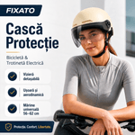 Sport si Outdoor - Echipament Sportiv - Accesorii echipament sportiv - Casti de protectie - Casca protectie bicicleta/trotineta electrica, Unisex, cu viziera detasabila, usoara, marime universala 56-62 cm, Crem - Infinity.ro