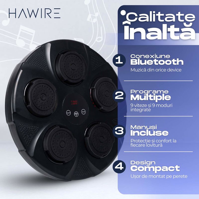TV, Audio-Video si Foto - Portabile audio - Boxe portabile - Boxa muzicala electronic HAWIRE HJ-003, Conexiune bluetooth, Pentru copii si adulti, Antrenamente de box si fitness - Infinity.ro