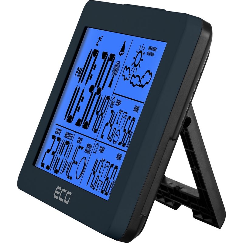 TV, Audio-Video si Foto - Optica, astronomie si metrologie - Meteorologie - Statii meteorologice - Statie meteo interior-exterior ECG MS 200 Grey, senzor extern fara fir, LCD, ceas, alarma - Infinity.ro